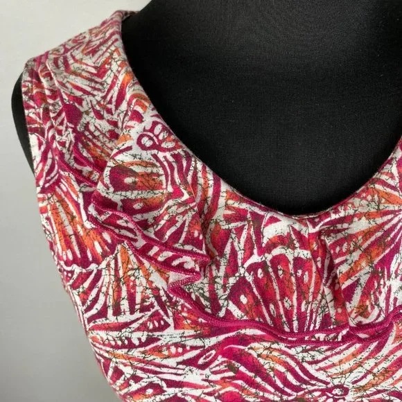 Christopher & Banks Tank Top Women's S Seashell Print Ruffle Neckline Vacation - Picture 4 of 12